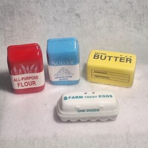 Cracker Barrel Salt And Pepper Shakers Flour Sugar Butter Eggs